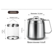 Stainless Steel 2L Deep Fryer Pot with Basket and Oil Strainer, 304 Stainless Steel Deep Frying Pot for French Fries, Chicken