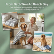 High Quality Water Absorption Dog Bathrobe Quick Drying Microfiber Bath Towels Thickened Stripe Pet Drying Coat Corgi