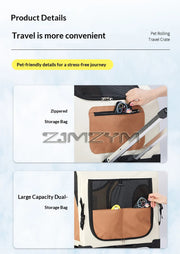 Portable Pet Trolley Case, Fashionable Detachable Dog Trolley Case, Foldable Pet Bag Cat Travel Carrier Bag