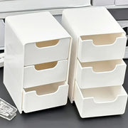 Chic 3-Tier Desk Organizer with Drawers - Ideal for Office Supplies, Jewelry & Cosmetics Storage - Portable Divider Box