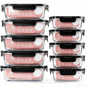 10 Pack Glass Meal Prep Containers, Food Storage Containers With Lids Airtight, Glass Lunch Boxes, Microwave, Oven, Freezer And Dishwasher