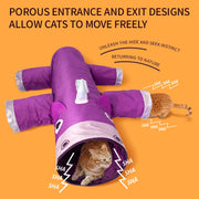 Christmas Gifts Cat Tunnel Toy, Large Collapsible Cat and Dog Tunnel Toys, 6 Entrances and Exits Design, Unique Unicorn Shape