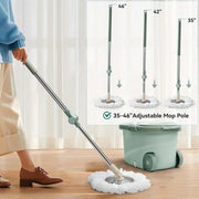 360 Spin Mop And Bucket System Modern Minimalist Green Bucket Stainless Steel Wringer 61 Inch Stainless Steel Handle 2 Microfiber Refills Floor Mop With Wheels Soap Dispenser For Hardwood Tile Floor Spring Cleaning Gift