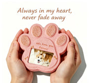 G22 Handmade Pet Memorial Tombstone with Photo Frame Heart Paw Print Portable Grave Marker for Dog Cat Outdoor memorials Gift