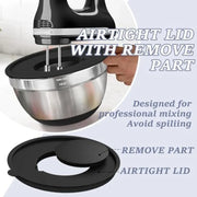 Mixing Bowls with Airtight Lids Set, 8PCS Stainless Steel Nesting Bowls Set, 3 Grater Attachments and Non-Slip Bottoms, Size 5,