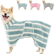 High Quality Water Absorption Dog Bathrobe Quick Drying Microfiber Bath Towels Thickened Stripe Pet Drying Coat Corgi