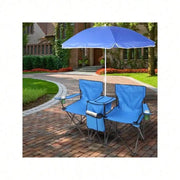 Portable Outdoor 2-Seat Folding Chair With Removable Sun Umbrella Blue, Camping Chair, Beach Essentials