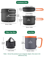 Camping Tableware Outdoor Cookware Set Pots Tourist kettle coffee cup filte Kitchen Equipment Gear Utensils Hiking Picnic Travel
