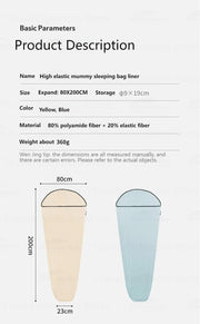 Naturehike Outdoor Camping Sleeping Bag Liner High Elasticity Portable Ultralight Travel Sheet Mummy Portable Sleeping Bag Liner