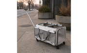 Pet Stroller Suitcase Telescopic Handle Pet Carriage Mesh Panels Animal Transport Cart Top Opening Ventilated for Outdoor Travel