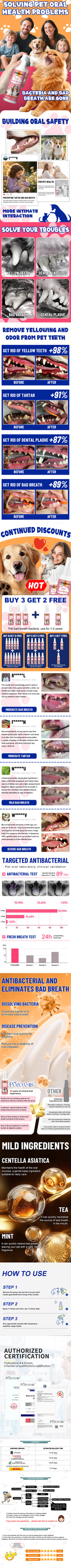 Pet Teeth Cleaning Spray Oral Care Remove Tooth Stains Keep Fresh Breath for Cats and Dogs Whitening Remove bad breath