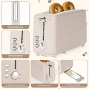 2 Slice Stainless Steel Long Slot Toaster, 6 Shade Settings, 10