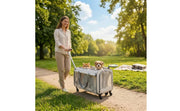 Pet Stroller Suitcase Telescopic Handle Pet Carriage Mesh Panels Animal Transport Cart Top Opening Ventilated for Outdoor Travel