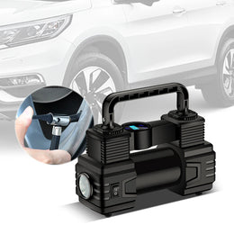 12V 150PSI Mini Air Compressor Dual Cylinder Heavy Duty Tire Inflator with LED Light Car Electric Air Pump Auto Inflatable Pump