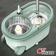 360 Spin Mop And Bucket System Modern Minimalist Green Bucket Stainless Steel Wringer 61 Inch Stainless Steel Handle 2 Microfiber Refills Floor Mop With Wheels Soap Dispenser For Hardwood Tile Floor Spring Cleaning Gift