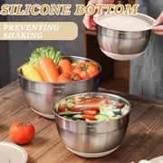 Mixing Bowls with Airtight Lids Set, 26PCS Stainless Steel Khaki Bowls with Grater Attachments, Non-Slip Bottom & Kitchen Gadget