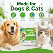 SIKEZHAN 50 Count Pet Ear Cleaning Finger Wipes, Safe Gentle Soft Pre-Moistened Wiping Sleeves for Dogs Cats Wax Dirt Remover