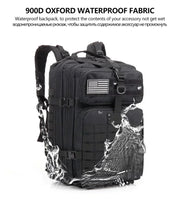 Men 45L Tactical Backpack Molle Bug Out Bag Survival Emergency Water Resistant Outdoor Hiking Camping Travel Rucksack Large Capacity EDC Everyday Carry Commuter Work School Laptop Daypack Trekking Cycling Durable Wear Resista