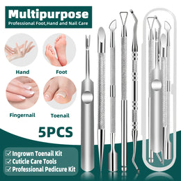 5pcs High-Quality Stainless Steel Tools for Nail And Foot Care, Portable Travel Case.This Complete Manicure And Pedicure Kit