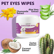 1-Pack Gentle Pet Eye Wipes - Plant Extracts No Irritation Tear Stain Remover for Cats Dogs Portable Eye Care Essentials