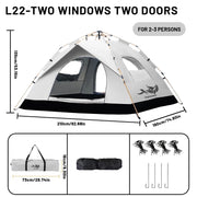 PAKICETUS 2-4 Person Automatic Pop Up Camping Tent, Instant Quick Setup Portable Windproof Tent, Lightweight Backpacking Shelter for Outdoor Travel Hiking Picnic