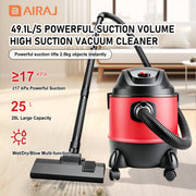 AIRAJ 5 Gallon Electric Vacuum Cleaner Set 120V 1200W High-power Dry Wet Blow Vacuum Cleaner Dusting Machine Household Cleaner
