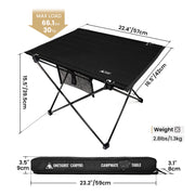 ONETIGRIS Foldable Camping Table, Lightweight Portable Table Sturdy & Quick Setup, Holds Up to 66 lbs, Perfect for Camping, Hiking, Backpacking, Picnic, Beach, Travel