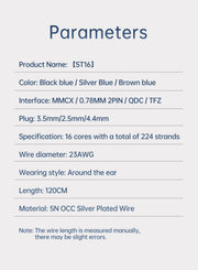 KBEAR ST16 Crystal 16 Cores Upgrade Cable 5N Single Copper Silver-plated 2PIN/MMCX/QDC Earbuds Connector For KS1 Star River Lark