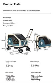 Portable Pet Trolley Case, Fashionable Detachable Dog Trolley Case, Foldable Pet Bag Cat Travel Carrier Bag