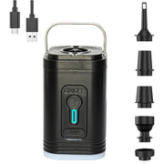 Portable Rechargeable Air Pump 5 Nozzles Electric Inflator with LED Light Type-C USB for Pool Mattress Swimming Ring Camping Vacuum Bag