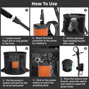 Upgrade 6000mAh Rechargeable Portable Camping Shower, 5 Gallon Collapsible Bucket, LED Display, Multiple Spray Modes, Hiking