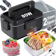 Dual‑Use Electric Heated Lunch Box, 12V Car & Home Plug‑in Food Warmer, 304 Stainless‑Steel Portable Heating Bento Box with Insulated Bag, Fast Heating Food Container for Office, Car, Travel