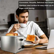 Stainless Steel Toaster – Household Appliance 2-slice Sandwich Toaster Rapid Heating; Portable Automatic Pop-up; Multi-function