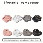 G22 Handmade Pet Memorial Tombstone with Photo Frame Heart Paw Print Portable Grave Marker for Dog Cat Outdoor memorials Gift