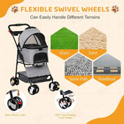 Convertible 3-in-1 Pet Stroller for Dogs and Cats, with 4 Wheels, Removable Basket, Cup Holder, Ideal for Small to Medium Pets (