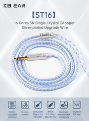 KBEAR ST16 Crystal 16 Cores Upgrade Cable 5N Single Copper Silver-plated 2PIN/MMCX/QDC Earbuds Connector For KS1 Star River Lark
