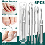 5pcs High-Quality Stainless Steel Tools for Nail And Foot Care, Portable Travel Case.This Complete Manicure And Pedicure Kit