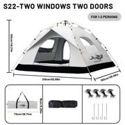 PAKICETUS 2-4 Person Automatic Pop Up Camping Tent, Instant Quick Setup Portable Windproof Tent, Lightweight Backpacking Shelter for Outdoor Travel Hiking Picnic