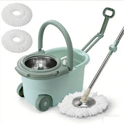 360 Spin Mop And Bucket System Modern Minimalist Green Bucket Stainless Steel Wringer 61 Inch Stainless Steel Handle 2 Microfiber Refills Floor Mop With Wheels Soap Dispenser For Hardwood Tile Floor Spring Cleaning Gift