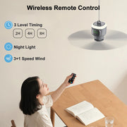 12000mAh Portable Ceiling Fans Outdoor Camping Fan Tent Air Circulator Cooler Rechargeable Electric Fan Remote Control LED Light