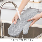 Silicone Oven Mitts 2PCS, Heat Resistant 500F Kitchen Mitts, 11.4
