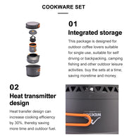 Camping Tableware Outdoor Cookware Set Pots Tourist kettle coffee cup filte Kitchen Equipment Gear Utensils Hiking Picnic Travel