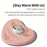 G22 Handmade Pet Memorial Tombstone with Photo Frame Heart Paw Print Portable Grave Marker for Dog Cat Outdoor memorials Gift