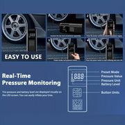 Portable Car Air Compressor 3X Faster 150PSI Cordless Tire Inflator Pump with Digital Gauge for Car Motorcycle Bike Air Pump