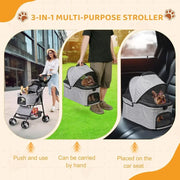 Convertible 3-in-1 Pet Stroller for Dogs and Cats, with 4 Wheels, Removable Basket, Cup Holder, Ideal for Small to Medium Pets (