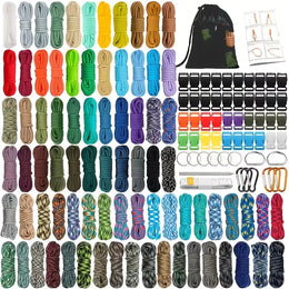 136-Piece Set Multicolor Paracord Rope Kit for Outdoor Sports 7-Strand Design Camping And Hiking Gear Ideal Choice Stretch Strength 5 Pounds Polyester Blend Material
